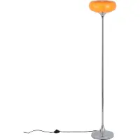 QAZQA Lampadaire rétro chromé avec abat-jour en verre orange 150 cm - Glaze