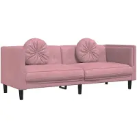vidaXL Canapé 3 places avec coussins rose velours