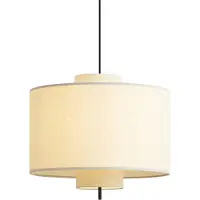 QAZQA Suspension Japandi noire avec abat-jour en lin blanc 50 cm - Rieu