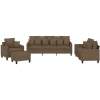 vidaXL Ensemble de canapés 4 pièces avec coussins Tissu brun