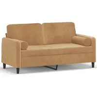 vidaXL Canapé 2 places avec coussins décoratifs Marron 140 cm Velours