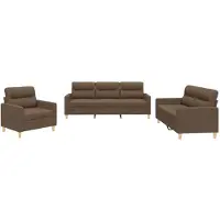 vidaXL Ensemble de canapés 3 pièces avec coussins Tissu brun