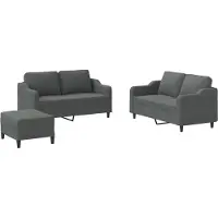 vidaXL Ensemble de canapés 3 pièces avec coussins Tissu gris foncé