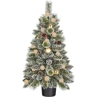 Black Box Trees Arbre de Noël artificiel Kaprun, avec décoration, H90 x Ø61 cm - Arbre artificiel en pot - Sapin de Noël pour intérieur - 120 branches - Vert