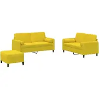 vidaXL Ensemble de canapés 3 pièces avec coussins Velours jaune