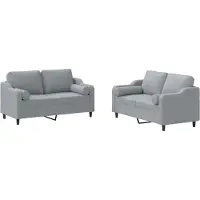 vidaXL Ensemble de canapés 2 pièces avec coussins Tissu gris clair