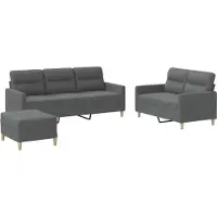 vidaXL Ensemble de canapés 3 pièces avec coussins Tissu gris foncé