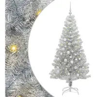 vidaXL Sapin de Noël avec 150 LED avec support Argent 150 cm PET