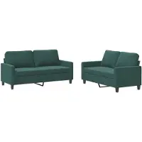 vidaXL Ensemble de canapés 2 pièces avec coussins vert foncé velours