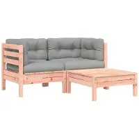 vidaXL Canapé de jardin avec coussin et tabouret 2 places