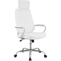 CLP Chaise de bureau réglable pivotant en pvc et synthetique Blanc