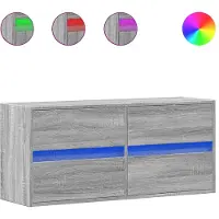 vidaXL Armoire TV murale avec éclairage LED Gris Sonoma 100x31x45 cm