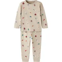Name it Pyjama 'NMNVISMAS' beige / sapin / rouge foncé / blanc