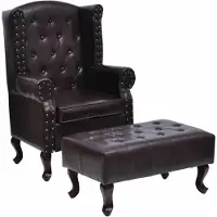 vidaXL Fauteuil avec repose-pied Marron foncé Similicuir