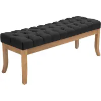 CLP Banquette avec pieds en bois assise en tissu Gris foncé
