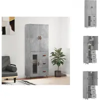vidaXL Highboard gris béton 69,5x34x180 cm Bois composite