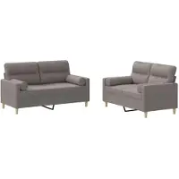 vidaXL Ensemble de canapés 2 pièces avec coussins Tissu Taupe