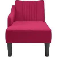 vidaXL Chaise longue avec accoudoir à droite vin rouge velours