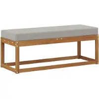 vidaXL Tabouret banc avec coussin Naturel et gris clair 115 x 43 x 37 cm