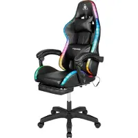 Krüger&Matz KM0790 Chaise de jeu avec repose-pieds et rétroéclairage LED RGB GX-150, noir