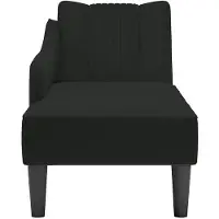 vidaXL Chaise longue avec accoudoir à droite noir velours