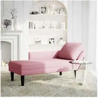 vidaXL Chaise longue avec coussin et accoudoir droit rose velours