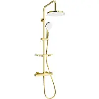 Mexen KT05 ensemble de douche mural avec pommeau et robinet thermostatique, or/blanc - 771500593-50