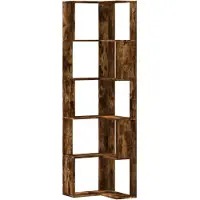 vidaXL Bibliothèque d'angle à 5 niveaux chêne fumé bois d'ingénierie