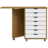 vidaXL Armoire roulante avec bureau MOSS marron miel bois de pin