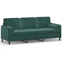 vidaXL Canapé 3 places avec coussins décoratifs vert foncé 180 cm velours