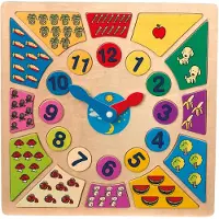Small Foot Horloge éducative (Allemand, Anglais, Français, Italien)