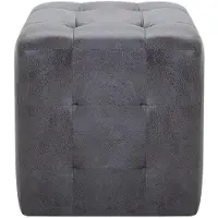 vidaXL 2 pcs Poufs Gris 30 x 30 x 30 cm Similicuir daim