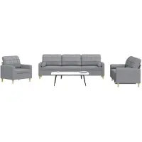 vidaXL Ensemble de canapés 3 pièces avec coussins décoratifs Tissu gris clair