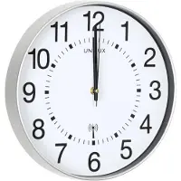Unilux 400094562 Horloge murale WAVE - Ø 30 cm, horloge murale radio, gris métal
