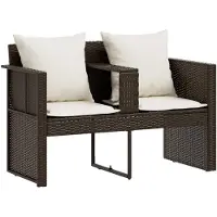 vidaXL Lit de jardin avec parasol Marron Poly Rattan