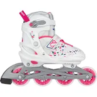 Nijdam Pattins à roulettes inline , modèle White Wedge 82A, couleur blanc/rose, taille 29-32