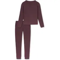 Schiesser Pyjama ' Selected Premium Warming ' brun foncé / bordeaux