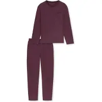 Schiesser Pyjama long ' Modern Nightwear ' brun foncé / bordeaux