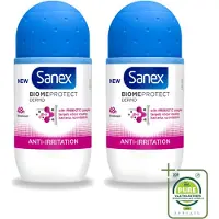 Sanex 2 déodorants roll-on BiomeProtect Dermo Anti-Irritations, 50 ml - Lot de 2
