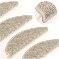 vidaXL Tapis d'escalier 15 pièces 56 x 17 x 3 cm Beige clair Demi-rond
