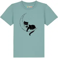 Watabout.kids T-Shirt ' Katze auf dem Mond ' turquoise