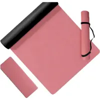 Relaxdays Tapis de yoga , épaisseur 5 mm, 68 x 183 cm, avec sangle de transport, antidérapant, en PU, tapis de sport pour yoga, Pilates et fitness, couleur rose