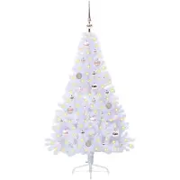 vidaXL Sapin de Noël artificiel avec 150 LED Blanc 150 cm PVC et Acier