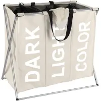 Wenko Panier à linge 3 compartiments - - Beige