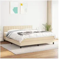 vidaXL Lit boxspring avec matelas Crème 160x200 cm Tissu