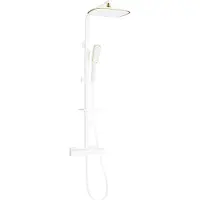 Mexen CQ49 ensemble de douche externe avec pluie et mitigeur thermostatique, blanc/or - 772504995-25