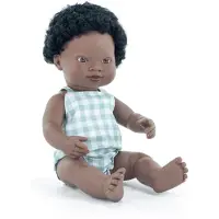 Miniland Poupée bébé africaine , 38 cm, bleue Bleu, taille unique