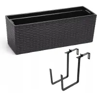BOTLE Pot De Fleur A Suspendre Balcon Jardiniere De Balcon 56 Cm Noir Rattan Rato