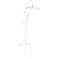 Mexen KX49 ensemble de douche en saillie avec pomme de douche et mitigeur thermostatique, blanc/or - 771504091-25