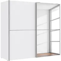Home24 Armoire avec 2 portes coulissantes + miroir - panneau de particules - blanc mat - 170,3 x 61,2 x 190,5 cm